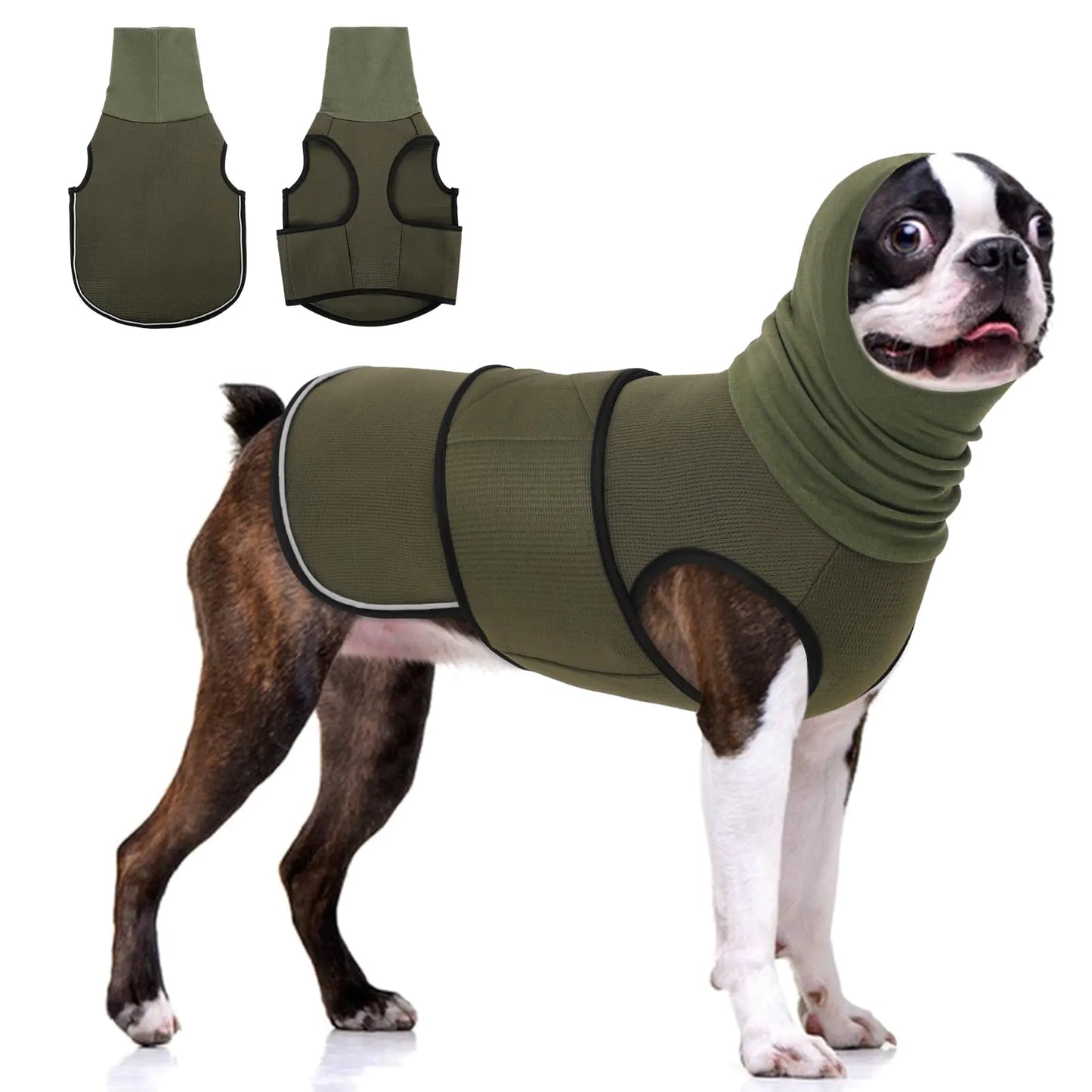 Dog Anxiety Calming Vest with Ear Wrap - Anti-Anxiety Thunder Jacket for Fireworks, Travel & Separation